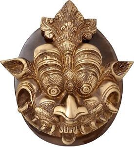 Solid Brass Dragon Face Door Knocker with Plate Base Brown Home Decor