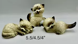 Set 3 Vintage Ceramic White Kitty Cat Kitten Figurines Knickknacks Granny Core - Picture 1 of 12