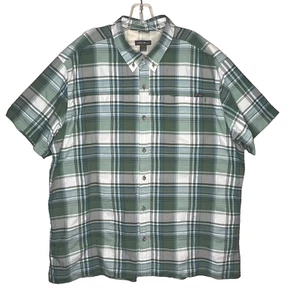 Camisa Eddie Bauer Para Hombres 2XL Verde A Cuadros Botones Mezcla de Nylon Causal Exterior - Imagen 1 de 13