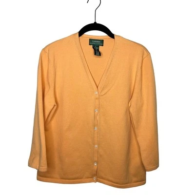 Lauren Ralph Lauren Grande Naranja Botón Delantero Algodón Cárdigan Suéter Mujer’s Foto 1 de 3