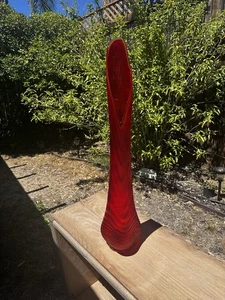 RARE 36" LE Smith Red Nubby Butt Swung Vase MCM - Picture 1 of 8