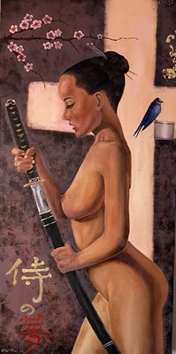 Ölgemälde „Der Traum des Samurai“ Leinwand 50x100cm. - Bild 1 von 4