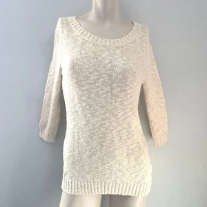 Old Navy creme Strick Pullover M leicht bequem kuschelig lässig Büro Kirche Y2K - Bild 1 von 7