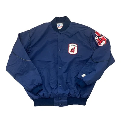 Cleveland Indians Jacket XL Mens Starter Blue Vintage Chief Wahoo  - Image 1 of 4