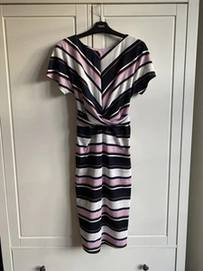 Stripe Bodycon Tie Up Midi Dress, 6 Petite Next - Picture 1 of 5