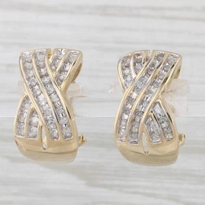 0.36ctw Diamond X Drop Earrings 10k Yellow Gold Omega Backs - Picture 1 of 6