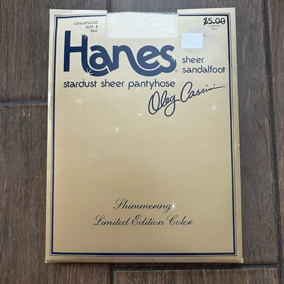 Pantimedias transparentes vintage Hanes Shimmer Stardust Oleg Cassini talla B blanco champán Foto 1 de 4