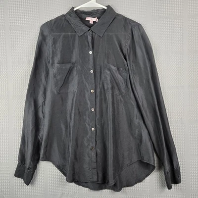 Blusa Top Calypso St Barth Mujer 100% Seda Negra Abotonada Manga Larga Talla XS Foto 1 de 4
