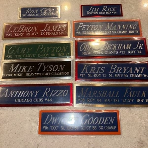 9 Ct 1x4 Custom Engraved  Plates / Lebron / P. Manning/Tyson/Payton/Faulk/OBJ/.. - Picture 1 of 12