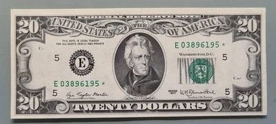 1977 Twenty Dollar Federal Reserve Note $20 STAR NOTE Uncirculated #96442 - Image 1 of 2