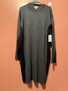 Liz Claiborne Womens Dress XL Extra Large Gray Black Straight Long Sleeve New - Picture 1 of 6