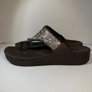 Ilse Jacobsen Hornbaek Brown Glitter Thong Flip Flop Sandals Comfortable Size 7 - Picture 1 of 13