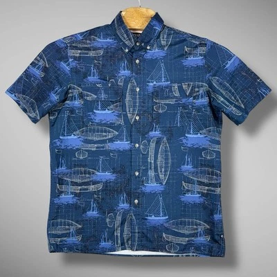 Camisa de pesca CHAPS para hombre mediana azul estampado de barco rendimiento ventilado secado rápido Foto 1 de 4