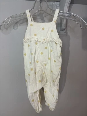 RYLEE and CRU Linen Blend Ivory Polka Dot One Piece 3-6 Mo Ruffle - Image 1 of 4