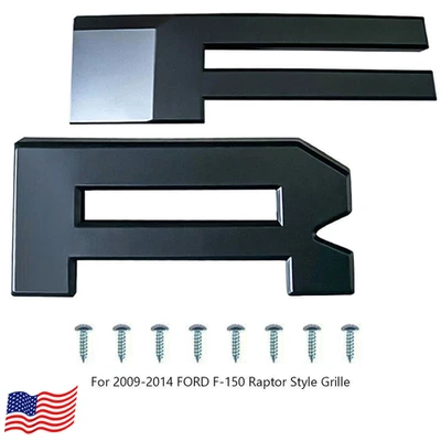 Black F&R Letters Replacement Raptor Style For 2009-2014 Ford F-150 F150 Grille - Image 1 of 4
