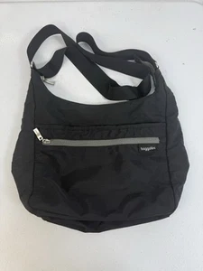 Borsa a tracolla grande Baggallini Hobo nera nylon regolabile borsetta - Foto 1 di 7
