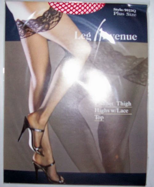 Talla Grande Red Fishnet Muslo Alto con Encaje Top Pierna Ave Nuevo en Paquete San Valentín Foto 1 de 1