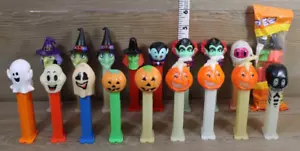 Lot of 18 Halloween 1990's Pez Dispensers Ghost Witch Pumpkin Skull with Feet - Picture 1 of 9