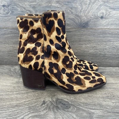 Sam Edelman Leopard Print Calf Hair Ankle Booties Women's Size 7.5 Gold Brown - Image 1 of 4