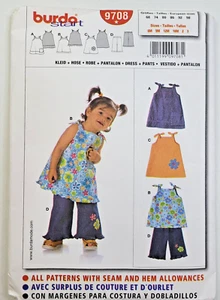 Burda Sewing Pattern 9708 Infant Toddler Dress & Pants Size 6m-3T UNCUT - Picture 1 of 3