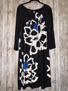 New Directions Women's Shift Dress Black with Blue White Floral New Size 10 - Picture 1 of 10