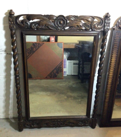 Antique Vintage Large Rectangle Wood Wall Mirror Ornate 40" x 27" Cover