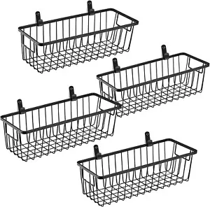 Farmhouse Metal Wire Bin Basket with Wall Mount Small 4 Pack Portable Hanging - Picture 1 of 7