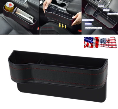 1X Auto Car Seat Gap Storage Box Slit Pocket Catcher Organizer Cup Drink Holder - Image 1 of 4