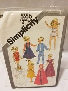 1981 Vintage Pattern, Simplicity# 5356, 11.5 in doll clothes (such as BARBIE) - Picture 1 of 3