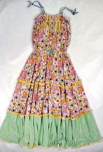 Matilda Jane Girls 14 Maxi Midi Dress Floral Tiered Ruffled Sundress Cotton Knit - Picture 1 of 8
