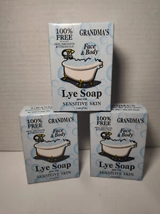 3 Pack Grandma's Pure & Natural Lye Bath Soap For Face and Body, NEW 6 oz bars - Picture 1 of 6