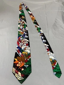 Corbata de seda vintage LOONEY TUNES MANIA 1994 invierno Navidad insectos conejito pato lucas - Imagen 1 de 14
