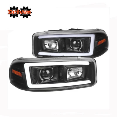 Camión GMC Sierra Yukon Denali 99-06 proyectores negros LED C DRL tubo a rayas Foto 1 de 3