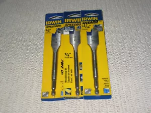Three NIP Irwin Speedbor Spade Wood Bits w/ Quick Change Shank 3/4" 7/8" 15/16" - Bild 1 von 1