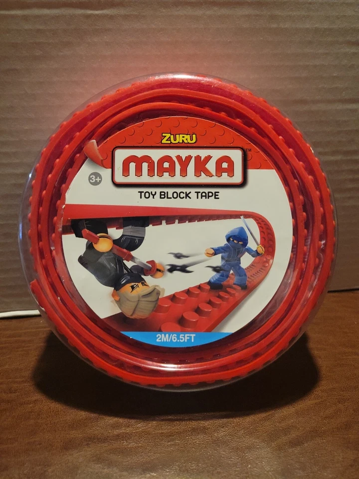 Zuru Mayka Toy Block Tape 2M/6.5 FT Red 4 Row Compatible Lego Cut Stick Reuse - Image 1 of 1