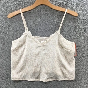 Colsie Cropped Cami Sleeveless Blouse Womens L Beige Animal Print Pullover NEW - Picture 1 of 14
