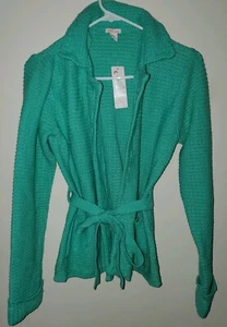 Feathers VINTAGE Mint Green Acrylic Tie Wrap Cardigan Sweater Size Large NWT - Picture 1 of 5