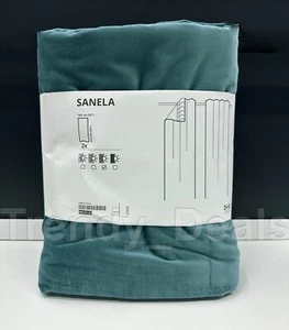 Ikea SANELA Velvet Curtain Darkening 2 Panels 1 pair, Gray-Turquoise 55" x 84" - Picture 1 of 3