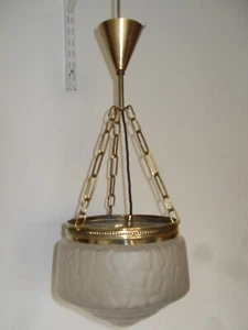 Lampe Deckenlampe,  mit Messinghalterung an 3 Ketten, Schirm matt - Bild 1 von 9