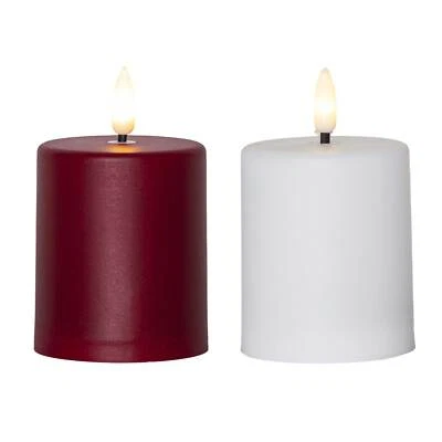 LED Kerze außen weiß oder rot Lichtsensor flackernd Flamme warmweiß für Laternen - Bild 1 von 4