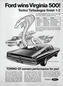 Ford Torino GT 1969 techo deportivo original Talladega anuncio impreso de carreras - Imagen 1 de 1