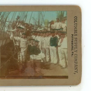 Marine Gruppe Militär Soldaten Marinebild Feierabend Columbia Stereoview - Bild 1 von 4