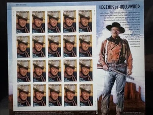 Scott #3876 Legends of Hollywood John Wayne Pane of 20 37¢ Stamps (2004) - Picture 1 of 1