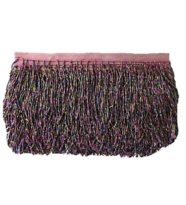 6-inch Bugle seed glass beaded fringe for lampshade or dress - Price per yard - Picture 1 of 35