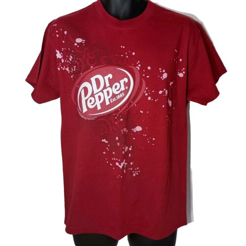 Dr Pepper 2009 Red Paint Splatter Logo Shirt Soda Pop Advertising Men's Medium 