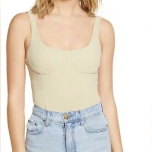 Wayf Womens Bravado Tank Cupped Thong Bodysuit Beige Size Large One Piece  - Picture 1 of 12