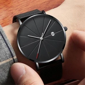 Men's Black Watch with Stainless Steel Black Mesh Band 40mm Bezel W005 - Picture 1 of 6