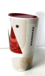 Starbucks 2020 Christmas Holiday Double Wall Ceramic Tumbler With Lid 12 fl oz - Picture 1 of 8