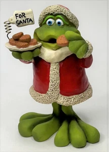 Russ biscotti mangia rana di Babbo Natale verdi dipinti a mano Natale 2014 - Foto 1 di 7