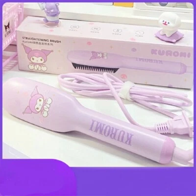 Cepillo alisador de pelo eléctrico Kuromi herramienta de peinado recto caliente peine rizador  Foto 1 de 4